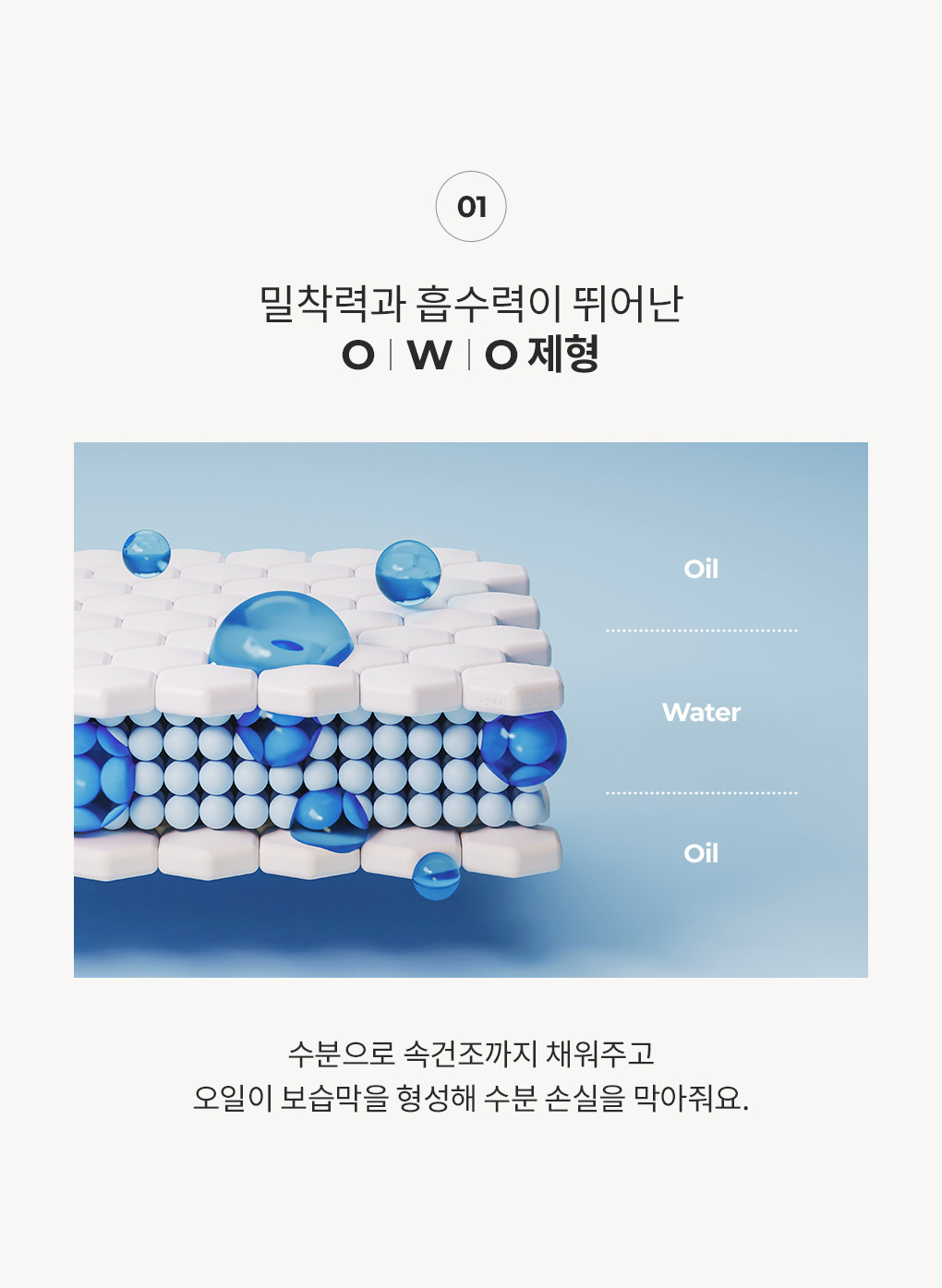 블랑101 바디크림의 밀착력과 흡수력이 뛰어난 오일 워터 오일 OWO 3중 제형
