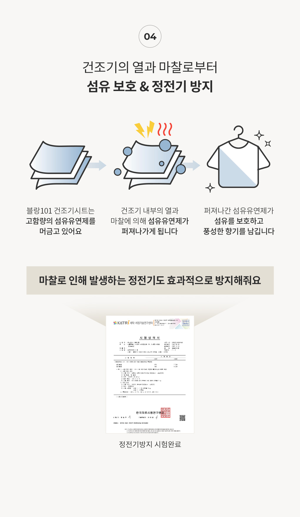 건조기 열과 마찰로부터 섬유를 보호하는 정전기 방지 원리