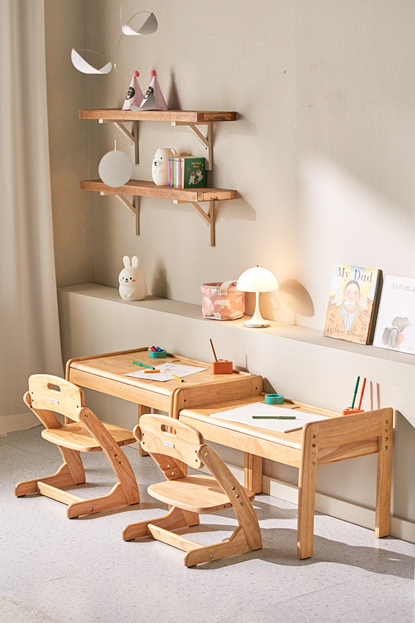 부오노3 원목 유아 아기 책상 의자 높이조절 테이블 세트(+의자쿠션증정)